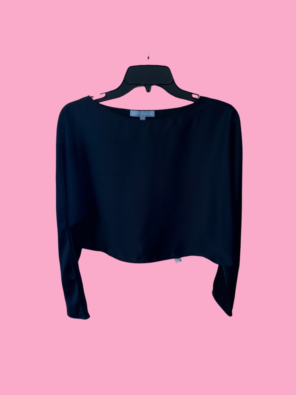 ANTONIO MELANI Black Cropped Boatneck Long-Sleeve Top